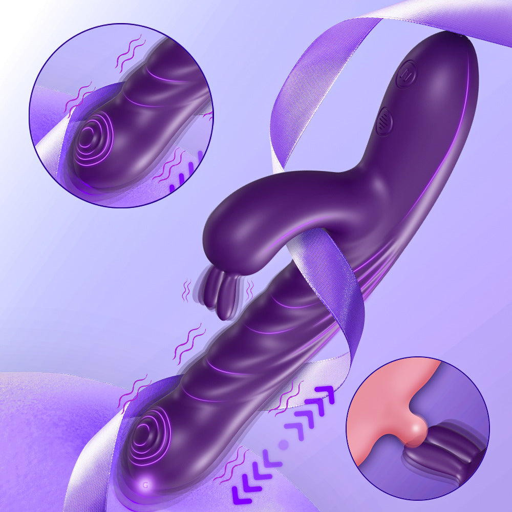 Wavy Rabbit Double Stimulation Silicone Thick Vibrator