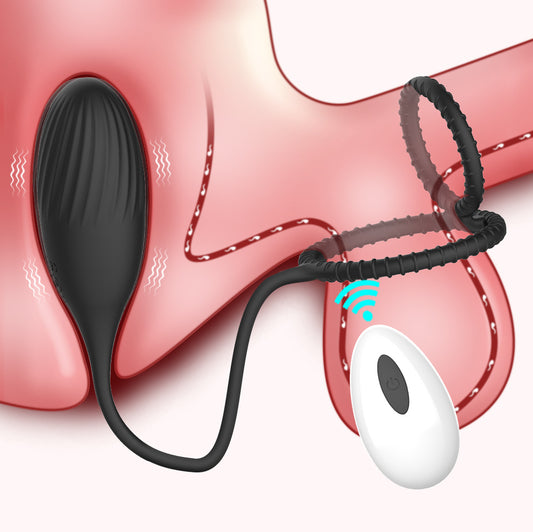 Penisring mit lebendigem Analball und schwarzem Silikon