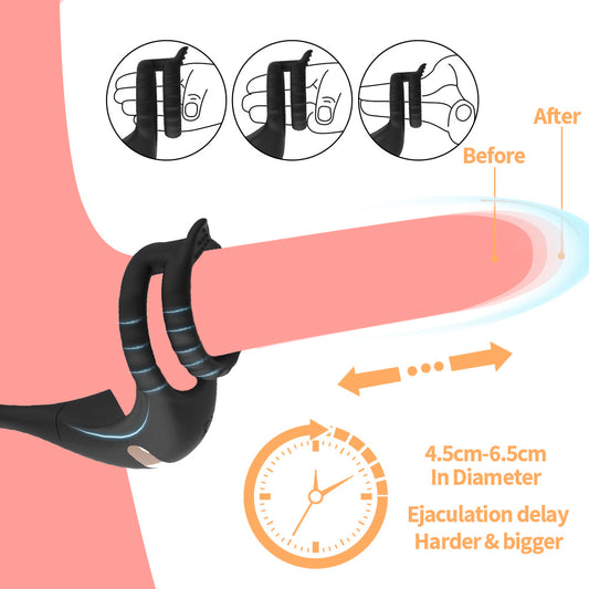 3-in-1 Anal Plug - Vibrating Prostate Ring with Remote Control - Black