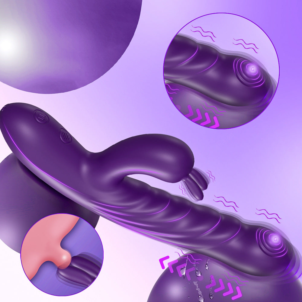 Wavy Rabbit Double Stimulation Silicone Thick Vibrator