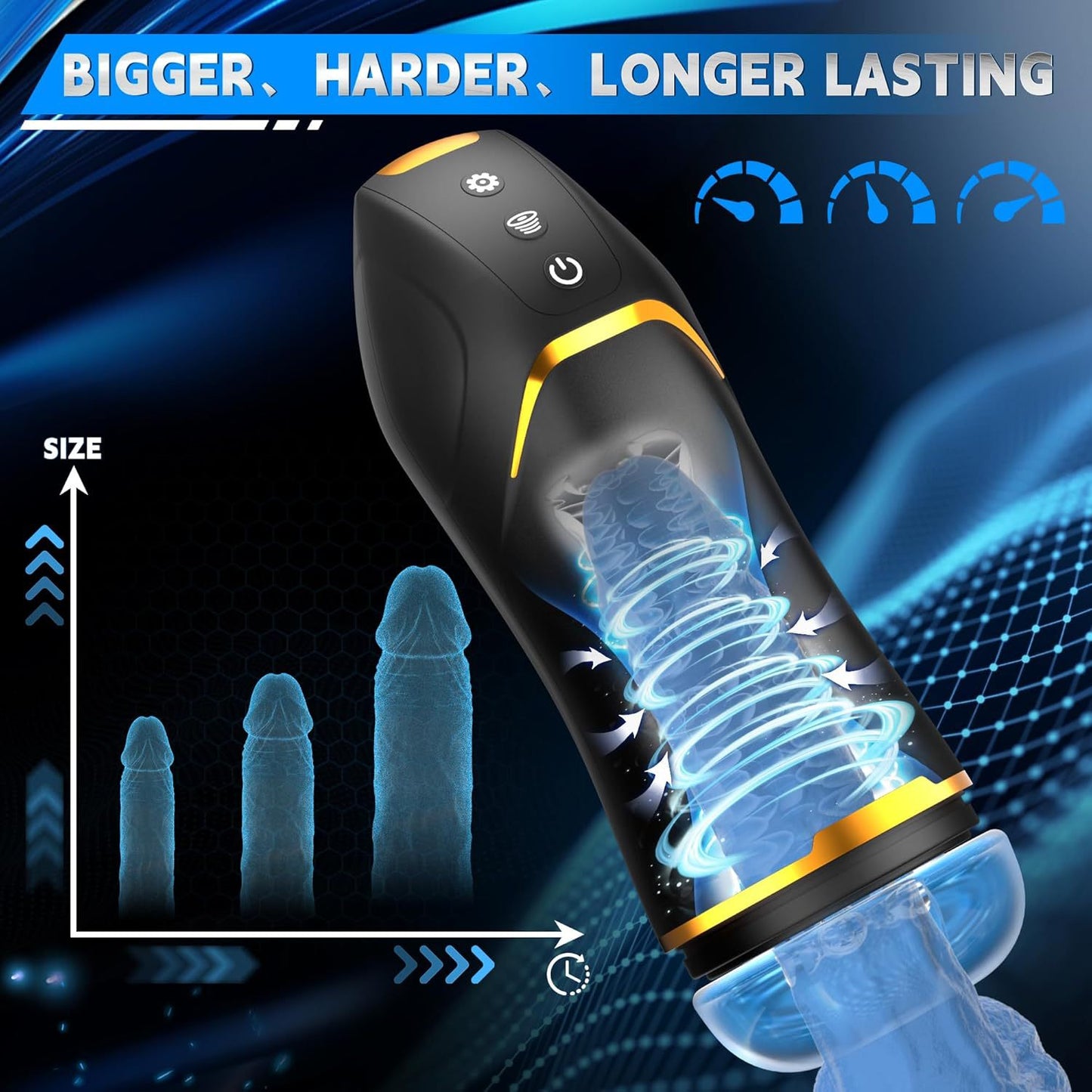Real-Texture Men's Masturbator - Hands-Free with Suction and Vibration Modes - Automatic - In-and-Out Motion