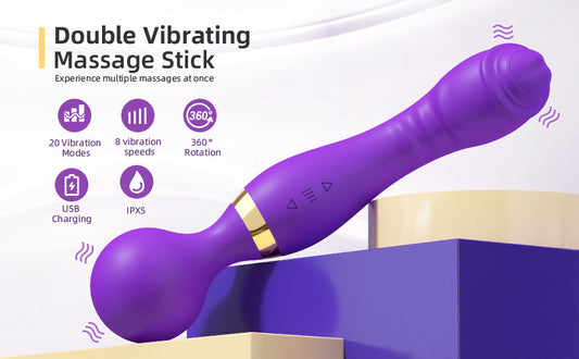 22cm 2-Way Wand Vibromasseur: Wireless with 20 powerful speed modes - 8 therapeutic massage settings - USB rechargeable
