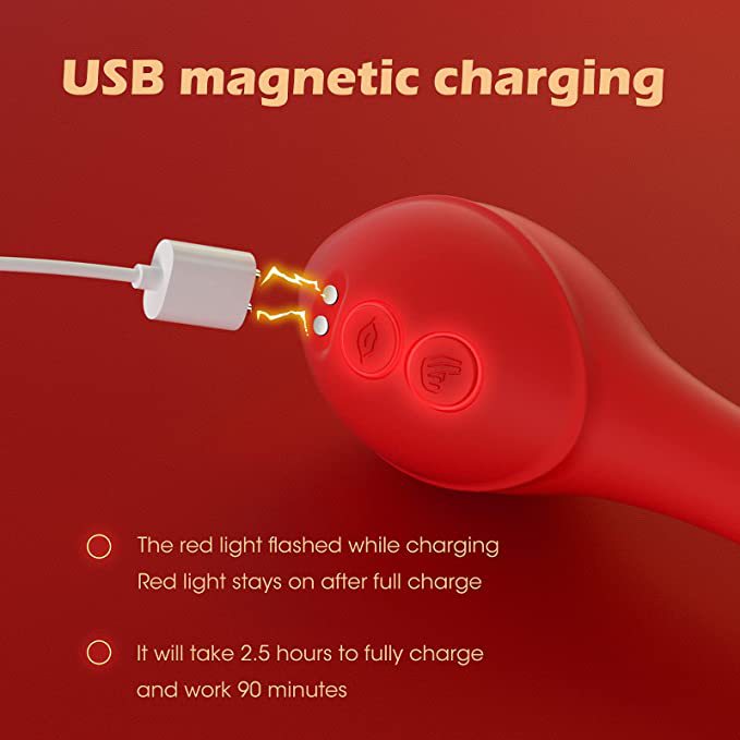 22CM Vibrating Massager - Clitoral Stimulator - Dual-Ended Pliable Vibrating Massager with Pulsed and Air Waves