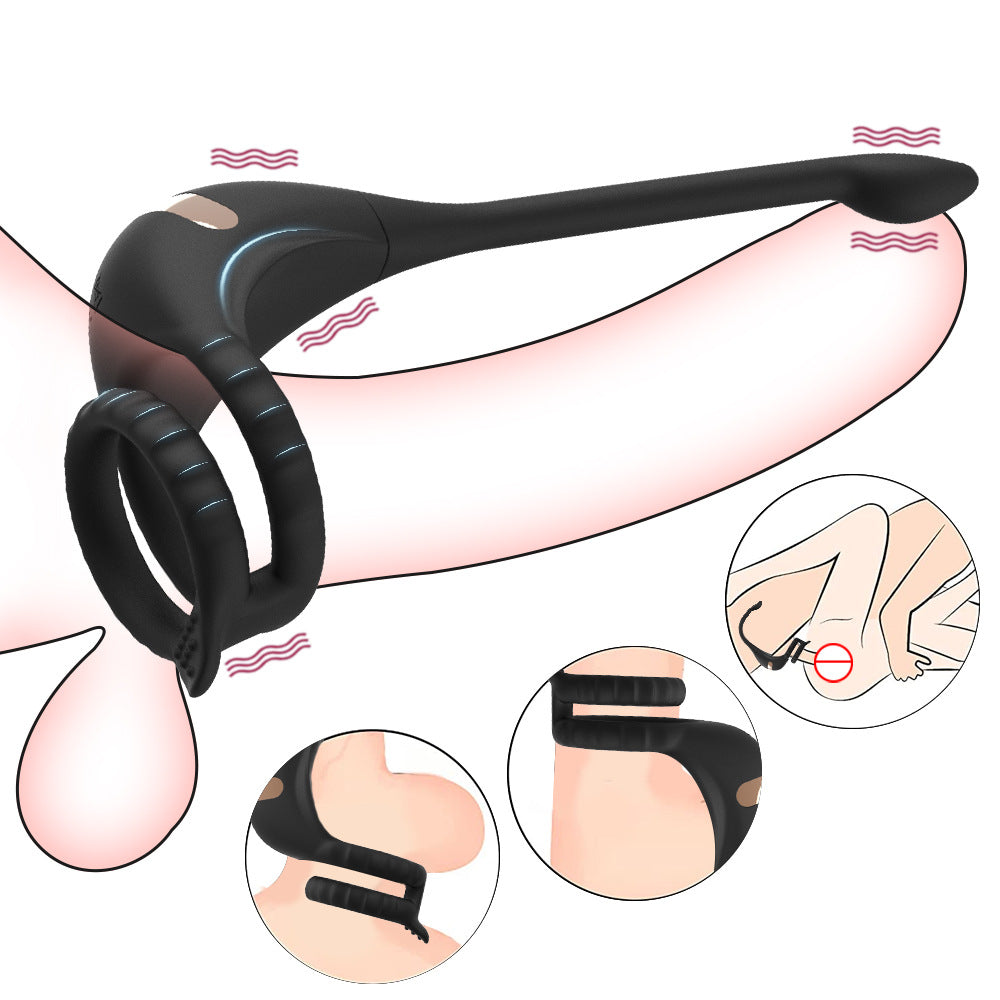 3-in-1 Anal Plug - Vibrating Prostate Ring with Remote Control - Black