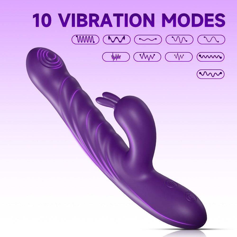 Wavy Rabbit Double Stimulation Silicone Thick Vibrator