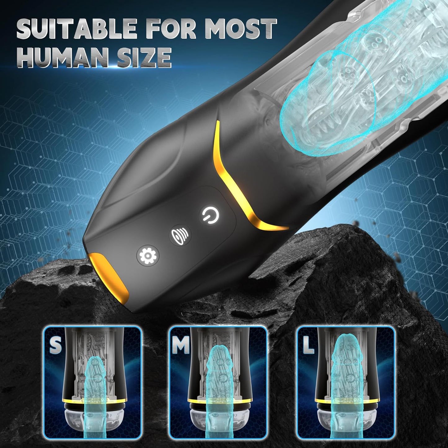 Real-Texture Men's Masturbator - Hands-Free with Suction and Vibration Modes - Automatic - In-and-Out Motion
