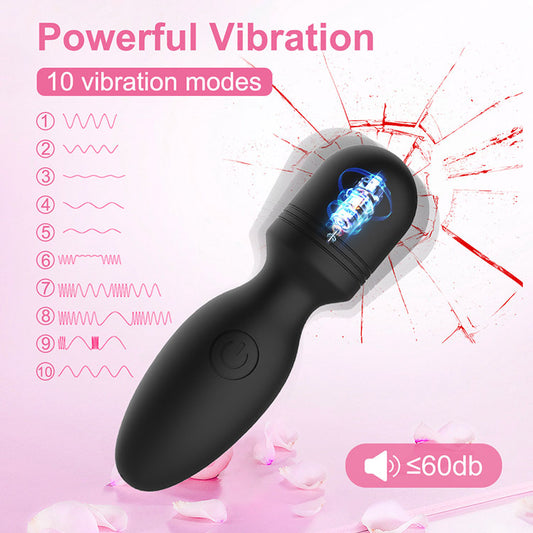 Mini Vibromasseur 8cm - Compact Wand Vibrator for Women - 10 Vibration Modes - Personal Therapeutic Massager - USB Rechargeable