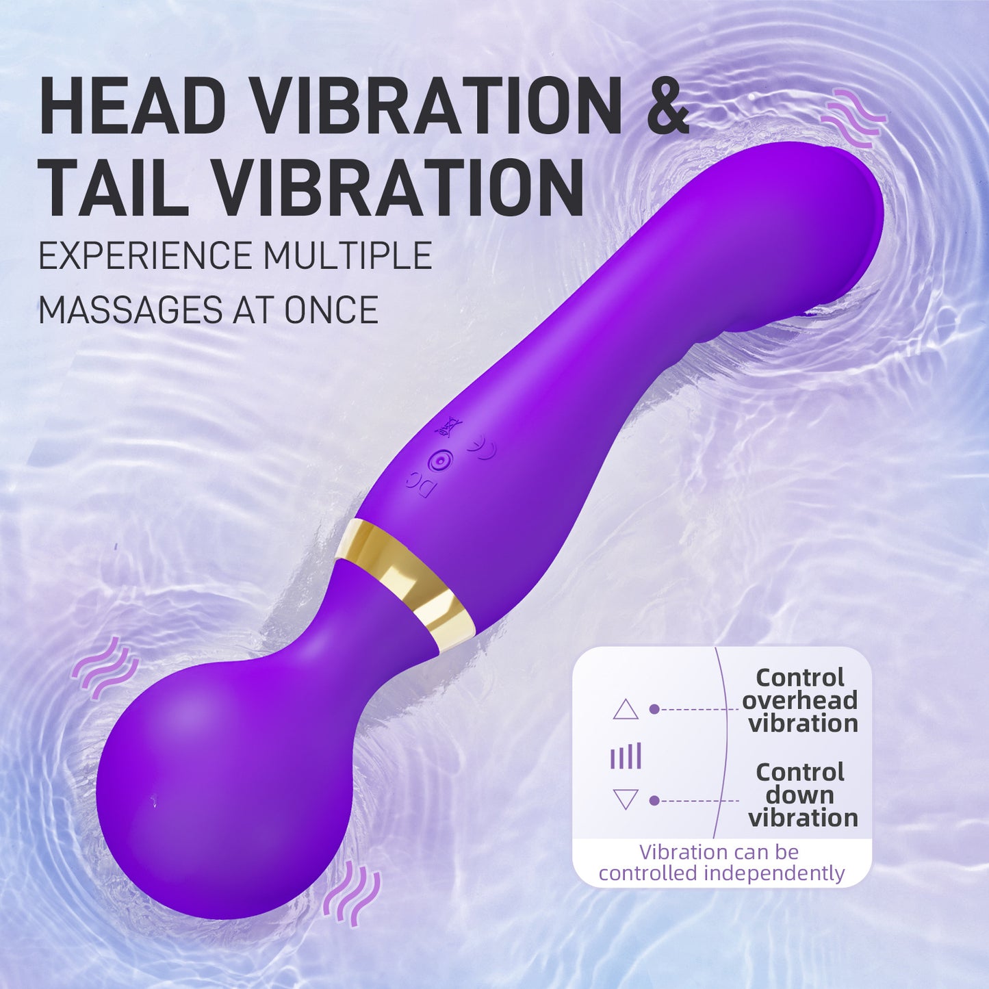 22cm 2-Way Wand Vibromasseur: Wireless with 20 powerful speed modes - 8 therapeutic massage settings - USB rechargeable