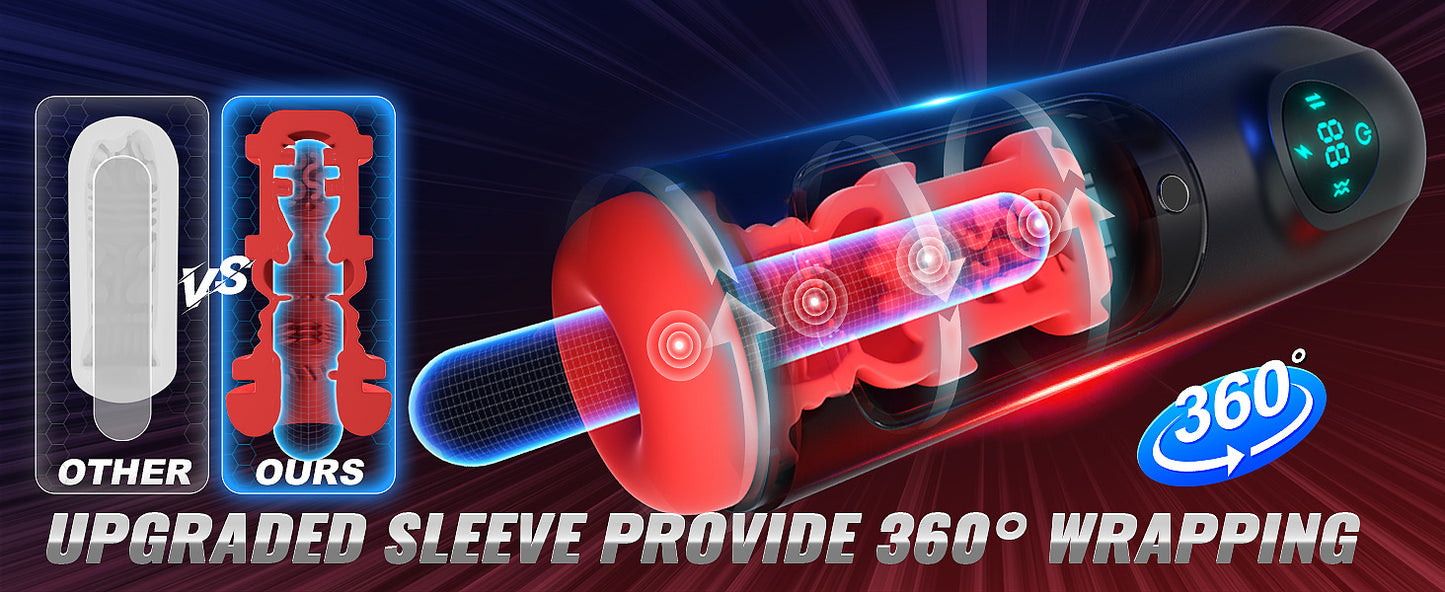 Masturbator Adult Toys Male Pussy, 8 Vibrating & 8 Thrusting LCD Display, Penis Pump