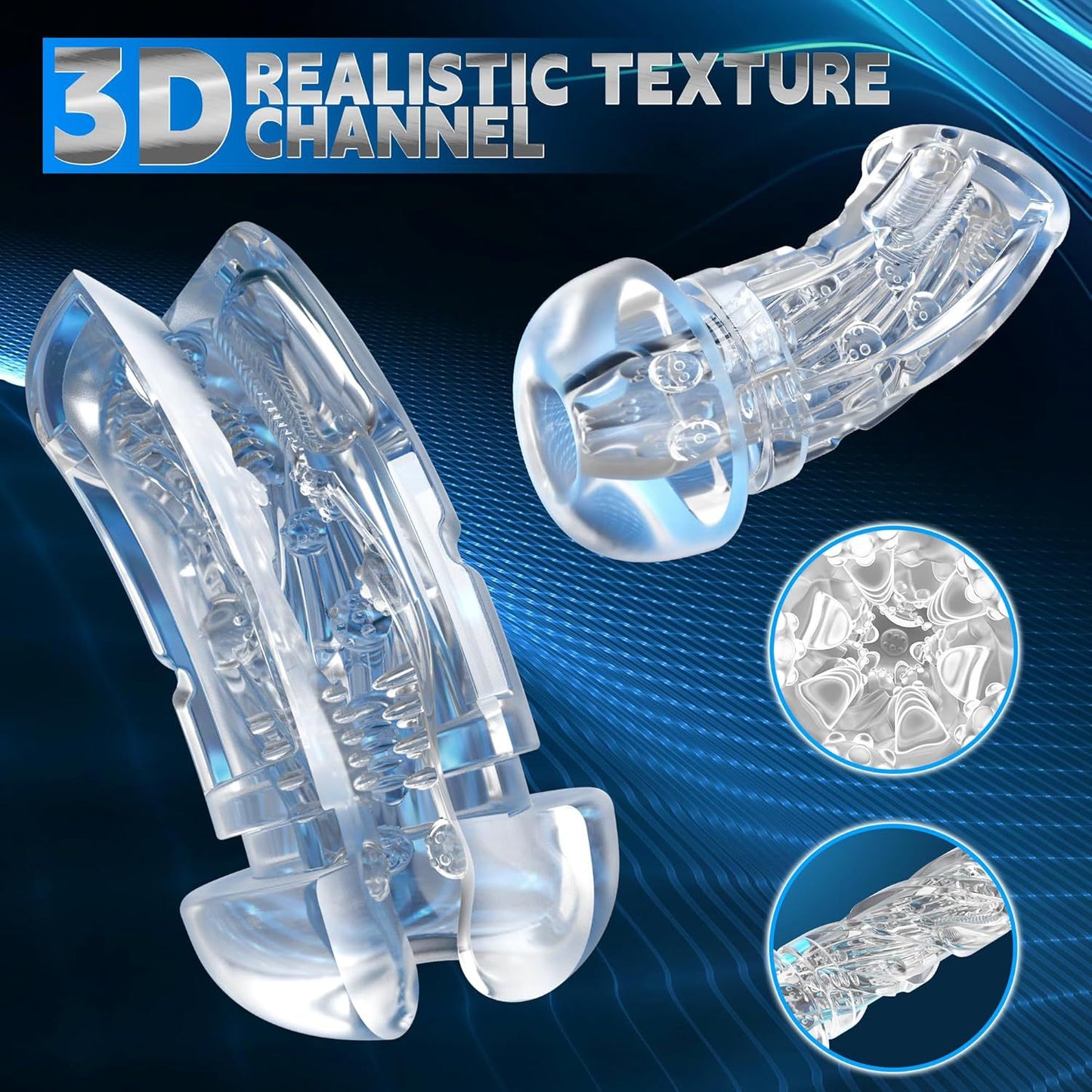 Real-Texture Men's Masturbator - Hands-Free with Suction and Vibration Modes - Automatic - In-and-Out Motion