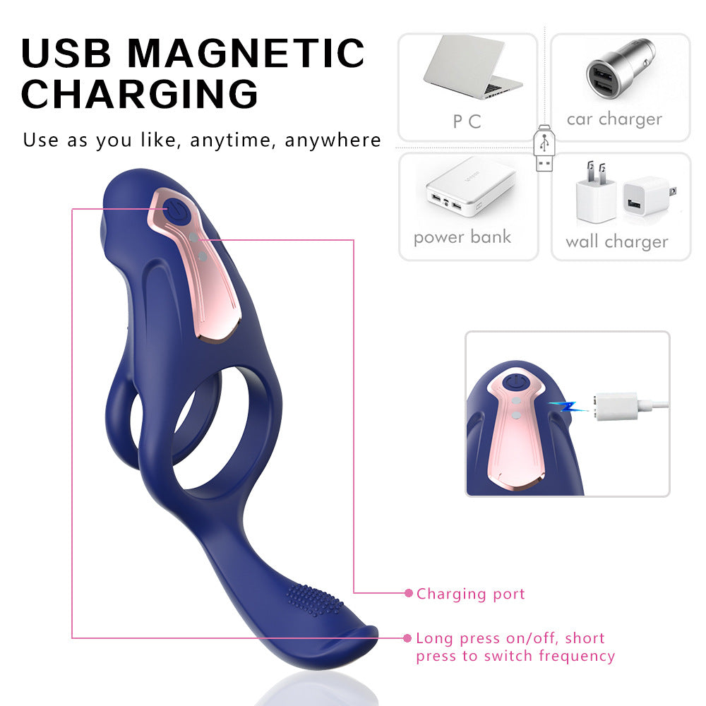 3-in-1 Vibrating Prostate Massagers with Blue Silicone Penile Ring