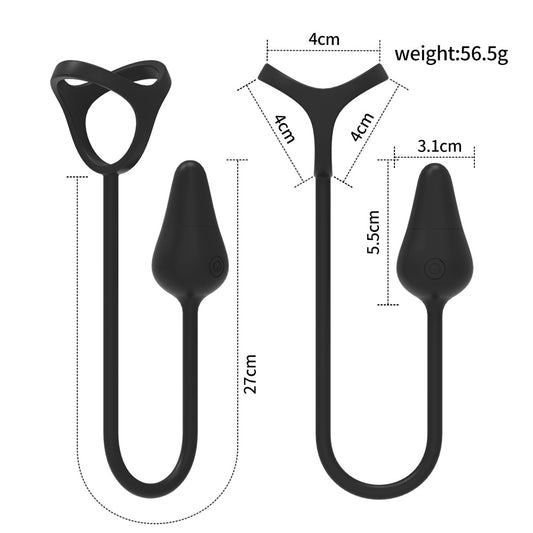 Prostate Vibrator with Penis Ring - Anal Plug with Remote Control