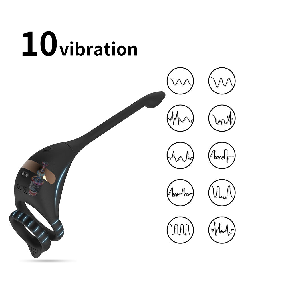 3-in-1 Anal Plug - Vibrating Prostate Ring with Remote Control - Black