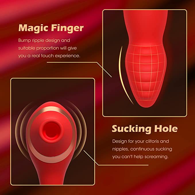 22CM Vibrating Massager - Clitoral Stimulator - Dual-Ended Pliable Vibrating Massager with Pulsed and Air Waves