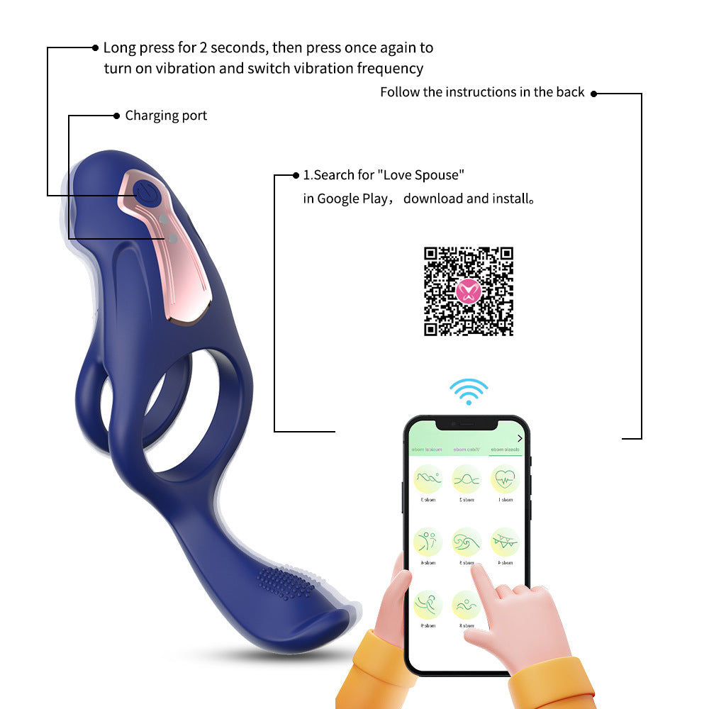 3-in-1 Vibrating Prostate Massagers with Blue Silicone Penile Ring