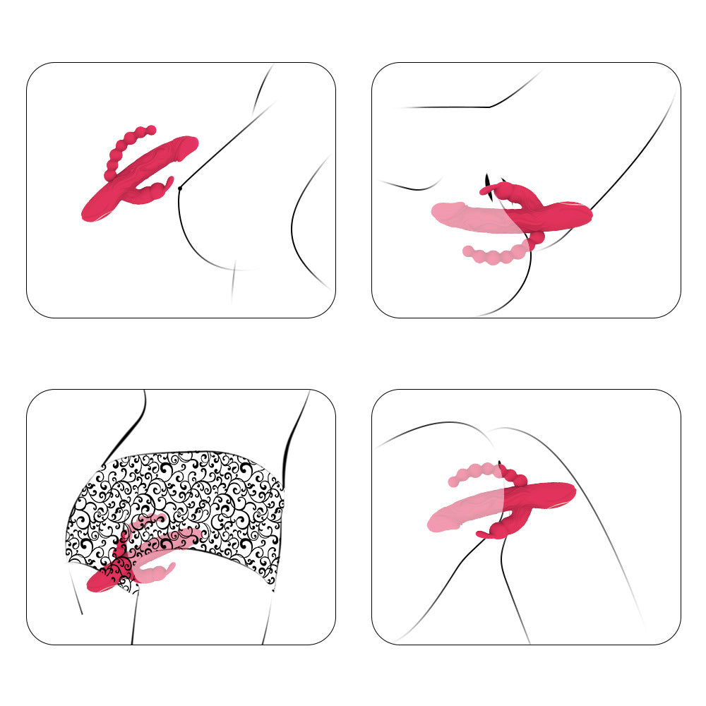 S-Hande Rabbit Vibrator With Beads Anal Plug Triple Motor Vibration