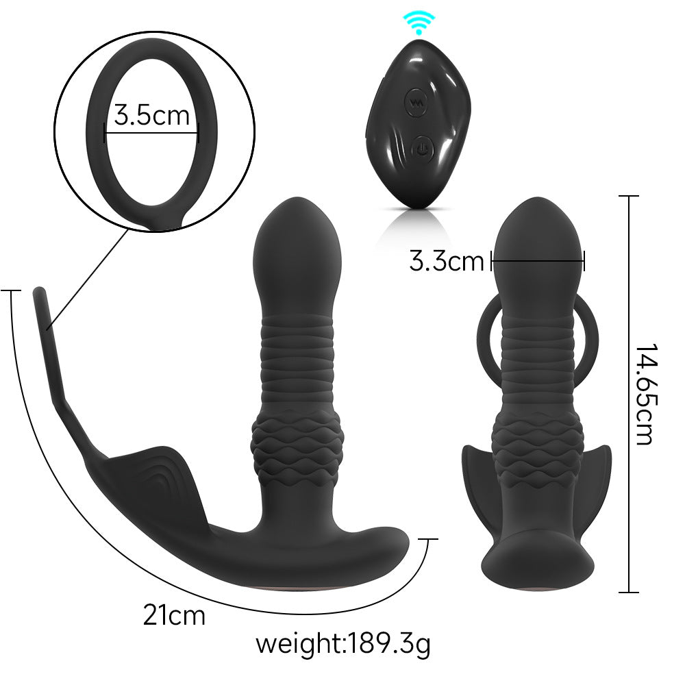 Controlled Thrusting Vibrating Prostate Massager With Ring
