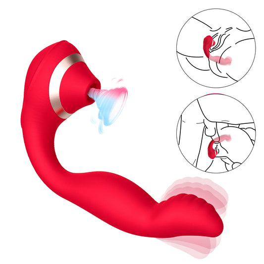 22CM Vibrating Massager - Clitoral Stimulator - Dual-Ended Pliable Vibrating Massager with Pulsed and Air Waves