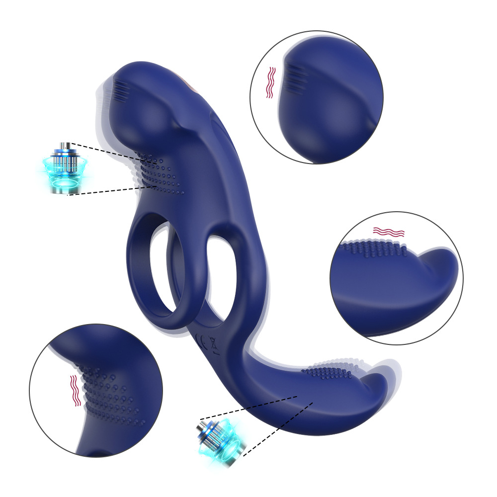 3-in-1 Vibrating Prostate Massagers with Blue Silicone Penile Ring
