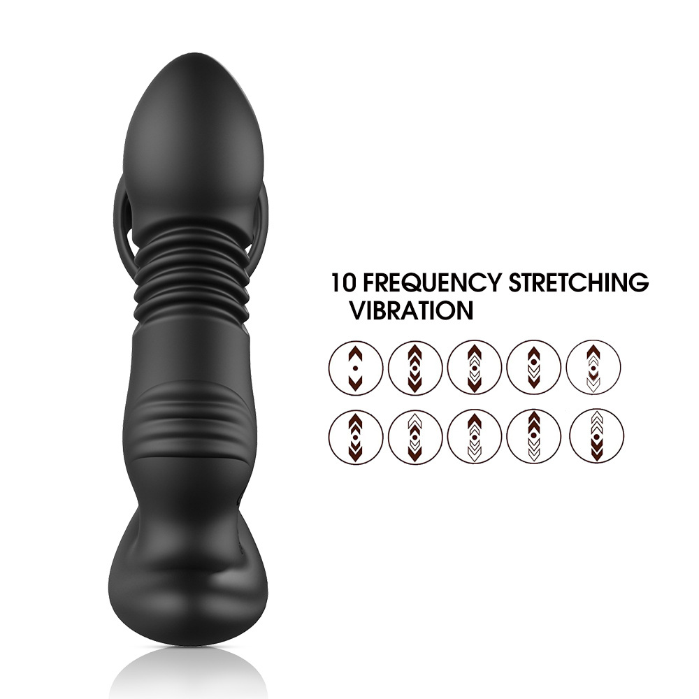 3-in-1 Vibrating Prostate Massagers with Penile Ring - Remote-Controlled Anal Vibrator - Black
