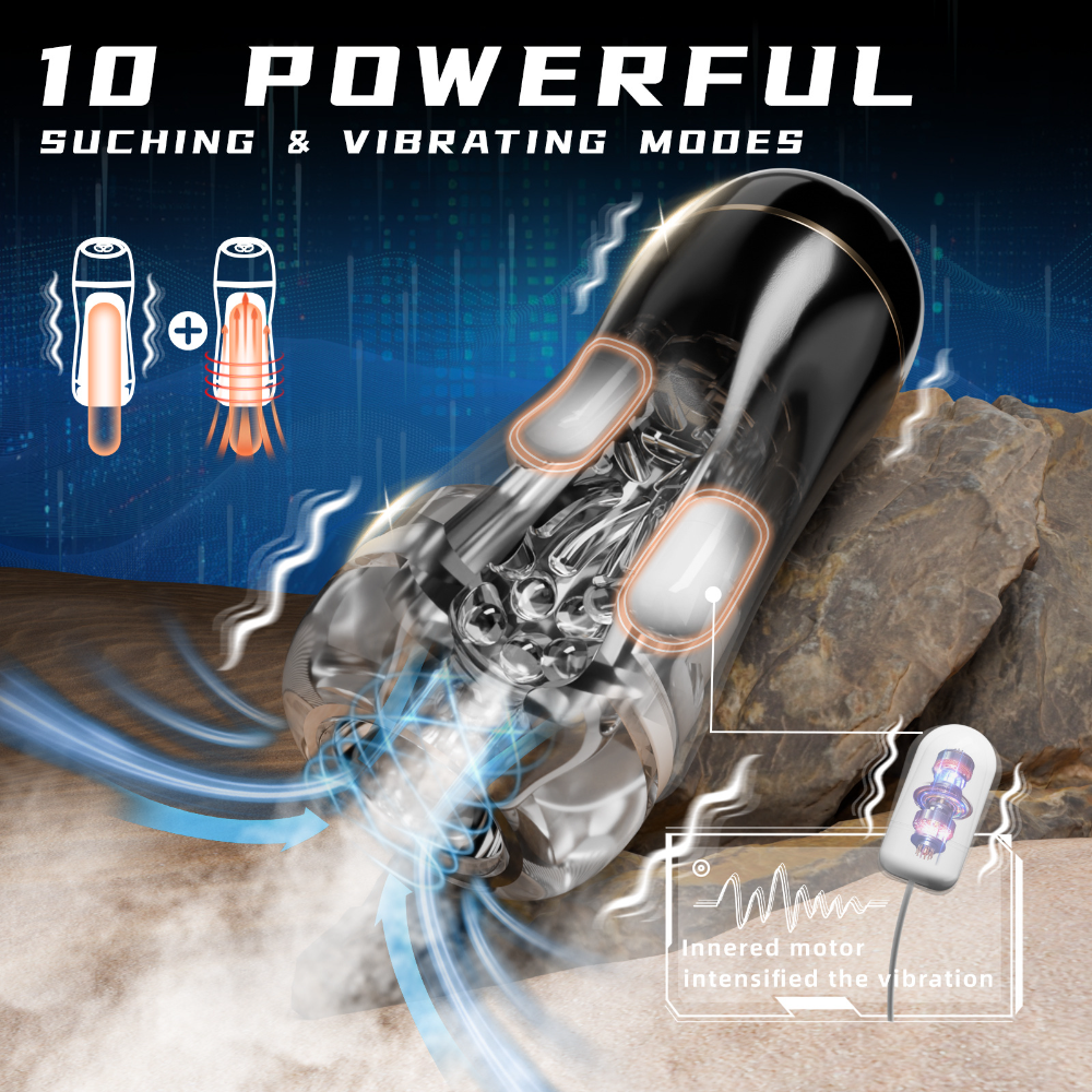 Hands-Free Masturbator with Suction and Vibration Modes - Automatic - Suction Moves Back and Forth