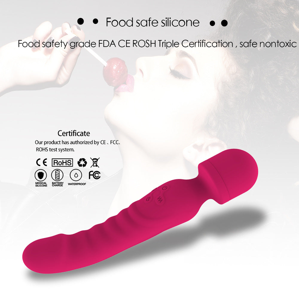 22cm 2-Way Vibromasseur Wand: Wireless with 7 powerful vibration modes - Dual motors - Rechargeable via USB - Personal therapeutic massager