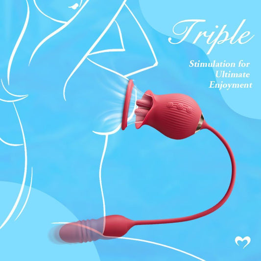 Rose Vibrating Massager and Clitoral Stimulator - 2-in-1 Vibrating Nipple Sucker for Women - G-Spot Vibrators - Erotic Sexual Toys for Couples
