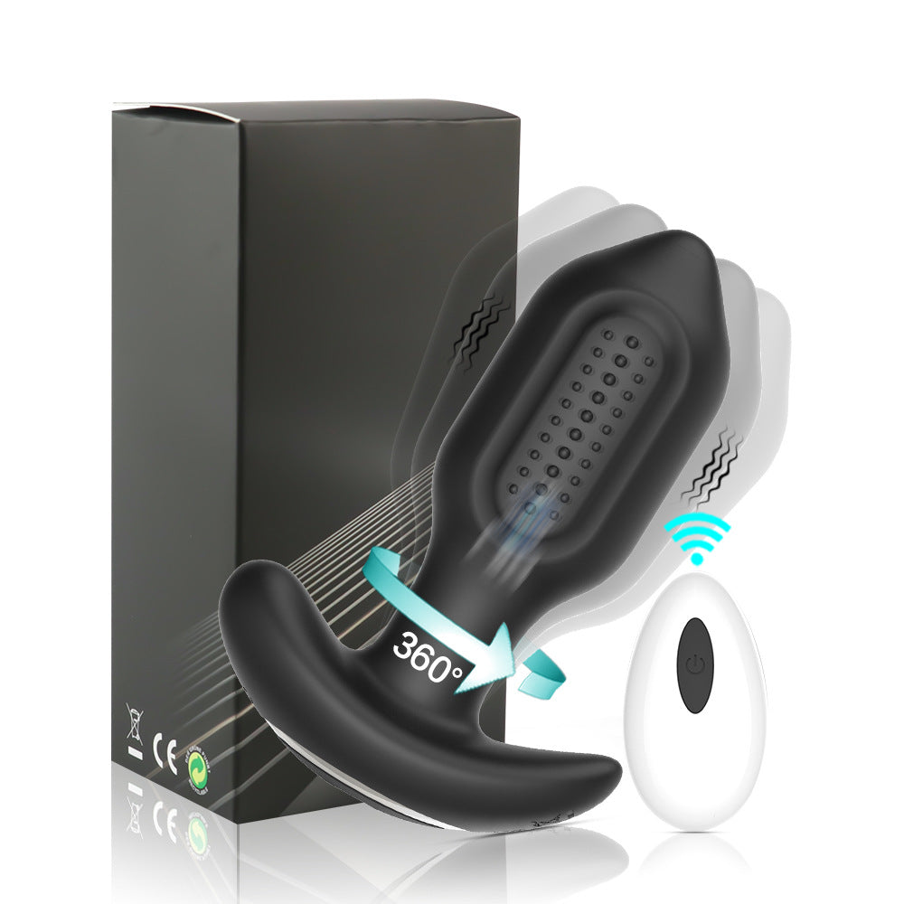 360° Rotating Vibrating Butt Plug Remote Control - Black