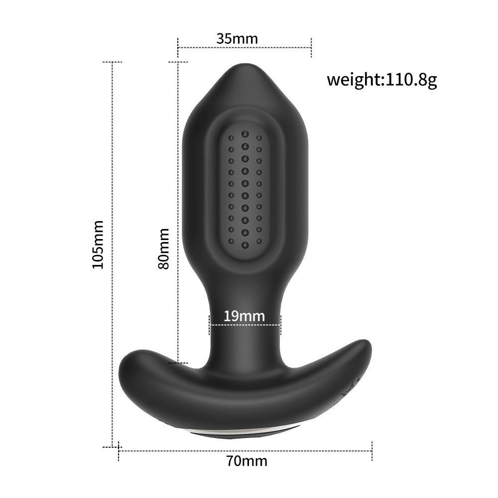 360° Rotating Vibrating Butt Plug Remote Control - Black