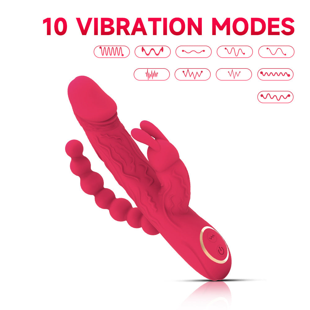 S-Hande Rabbit Vibrator With Beads Anal Plug Triple Motor Vibration