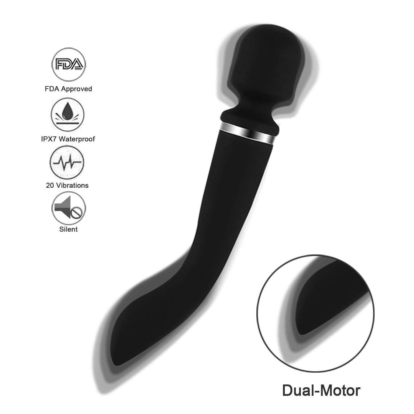 24.5cm Double-Sided Wand Vibrator - Wireless with 10 powerful speed modes - Personal Therapeutic Massager - USB Rechargeable