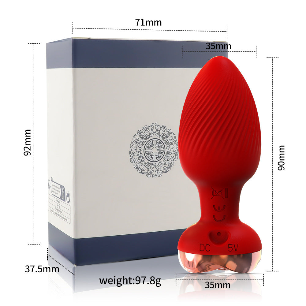 Remote Control Rechargeable Vibrating Silicone Jewelled Butt Plug - Red