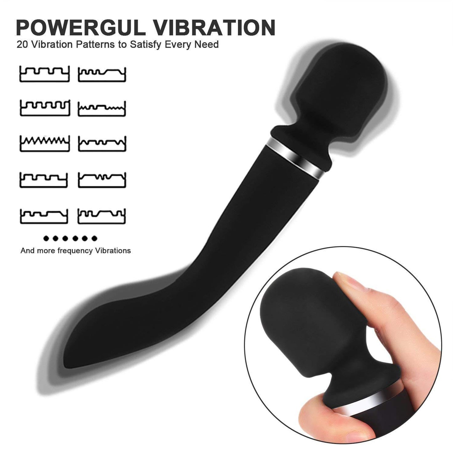 24.5cm Double-Sided Wand Vibrator - Wireless with 10 powerful speed modes - Personal Therapeutic Massager - USB Rechargeable