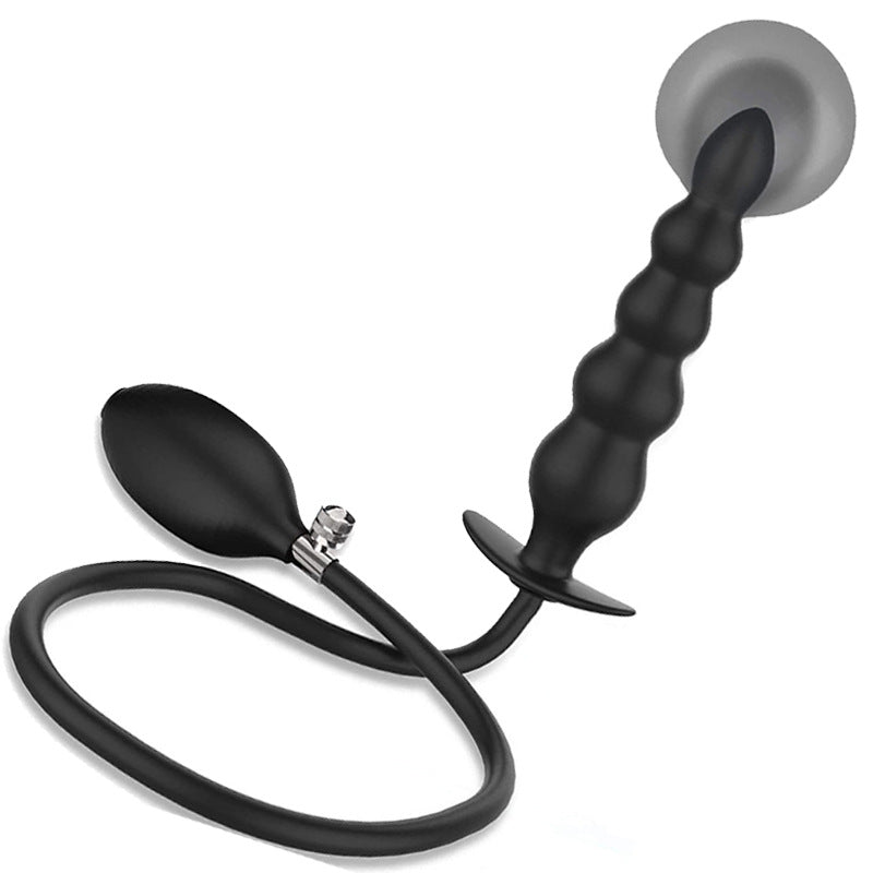 Inflatable Anal Beaded Plug - Black