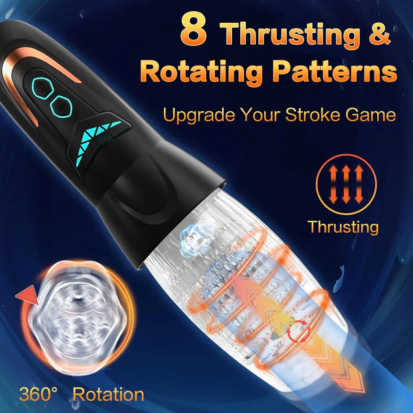 Rotating Thrusting Rechargeable Blowjob Masturbator
