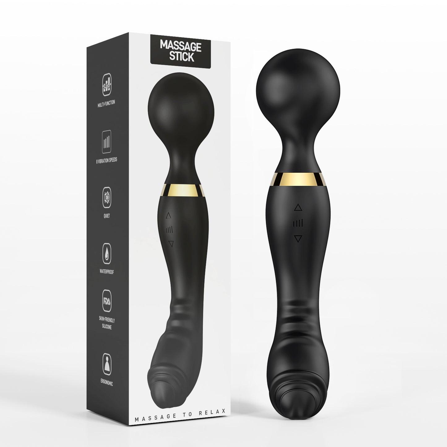 22cm 2-Way Wand Vibromasseur: Wireless with 20 powerful speed modes - 8 therapeutic massage settings - USB rechargeable