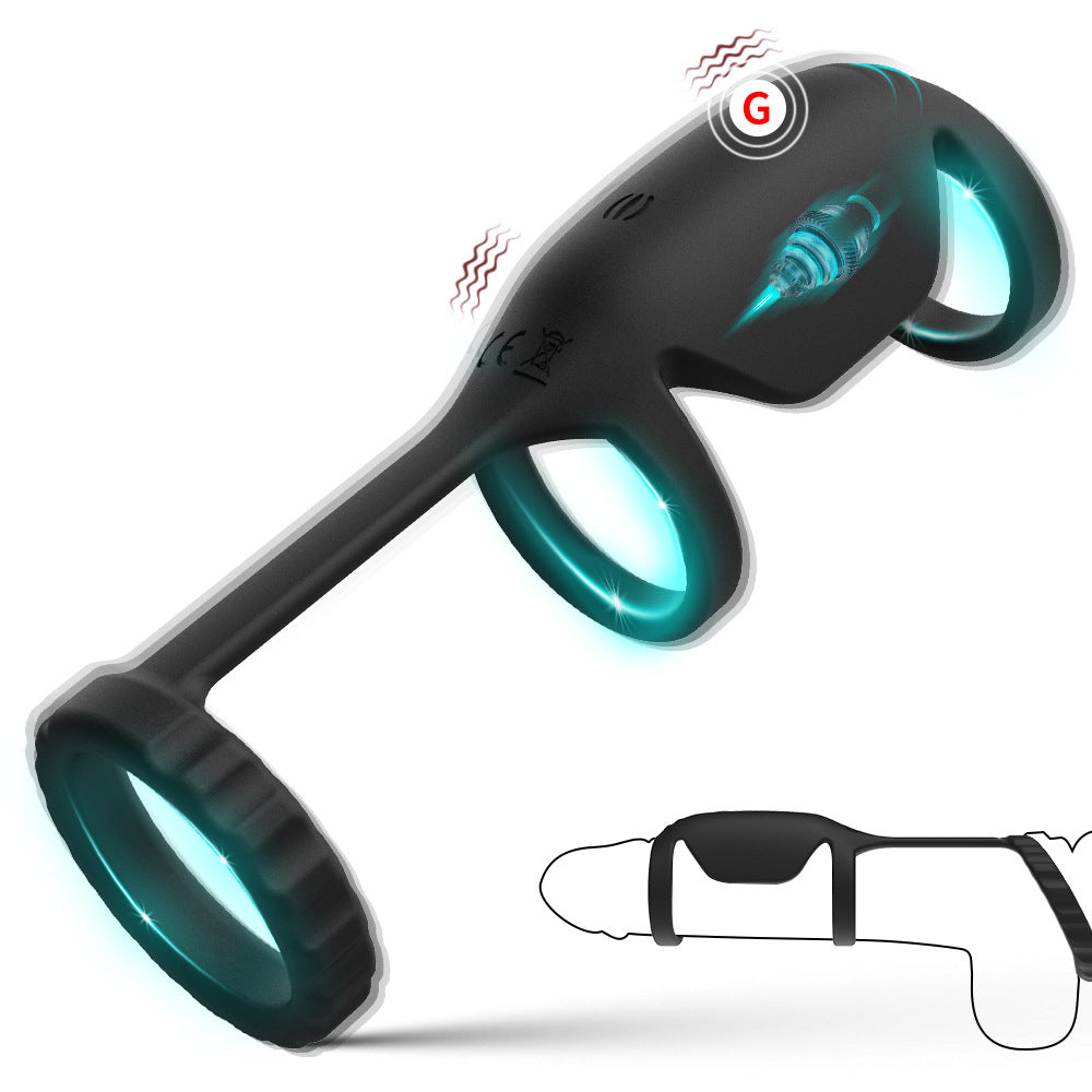 Vibrating Penis Ring - 10 Modes & 3 Elastic Cock Rings - Black