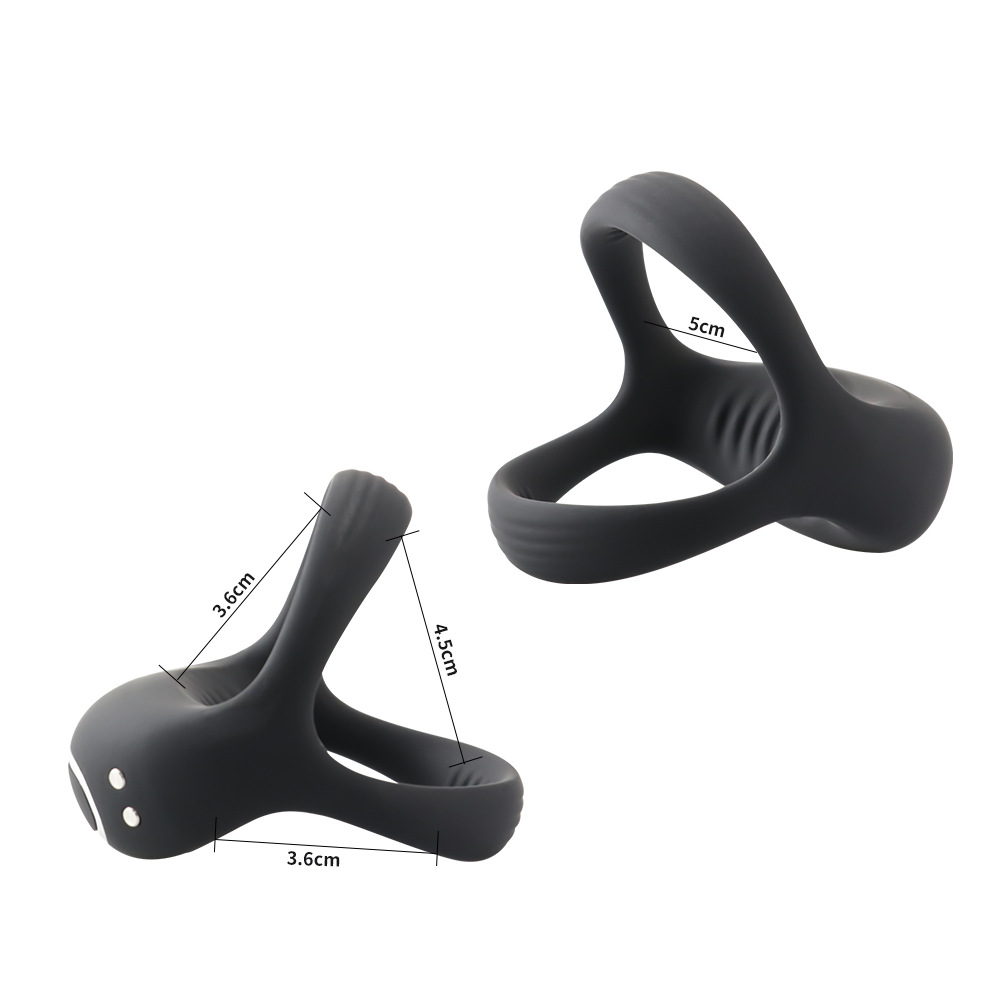 Vibrating Triangular Penis Rings for Men - Silicone Penis Rings - Black
