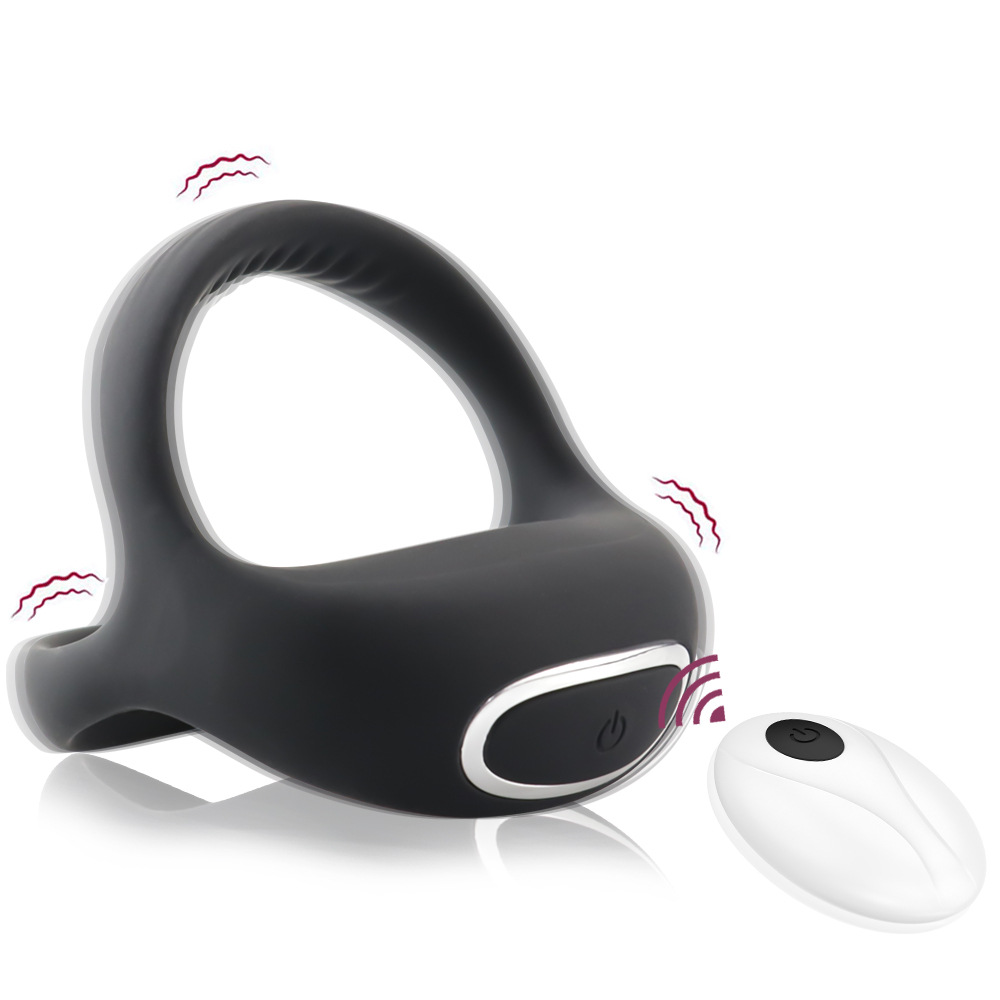 Vibrating Triangular Penis Rings for Men - Silicone Penis Rings - Black