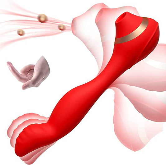 22CM Vibrating Massager - Clitoral Stimulator - Dual-Ended Pliable Vibrating Massager with Pulsed and Air Waves