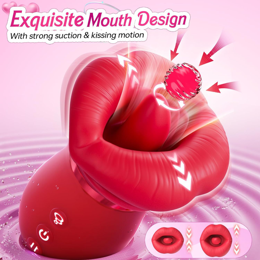 Vibromasseur for Women - Powerful Clitoral Stimulator - 10 Licking Tongue Patterns - 360° Rotation - Vibrating Dildo - Sexual Toy
