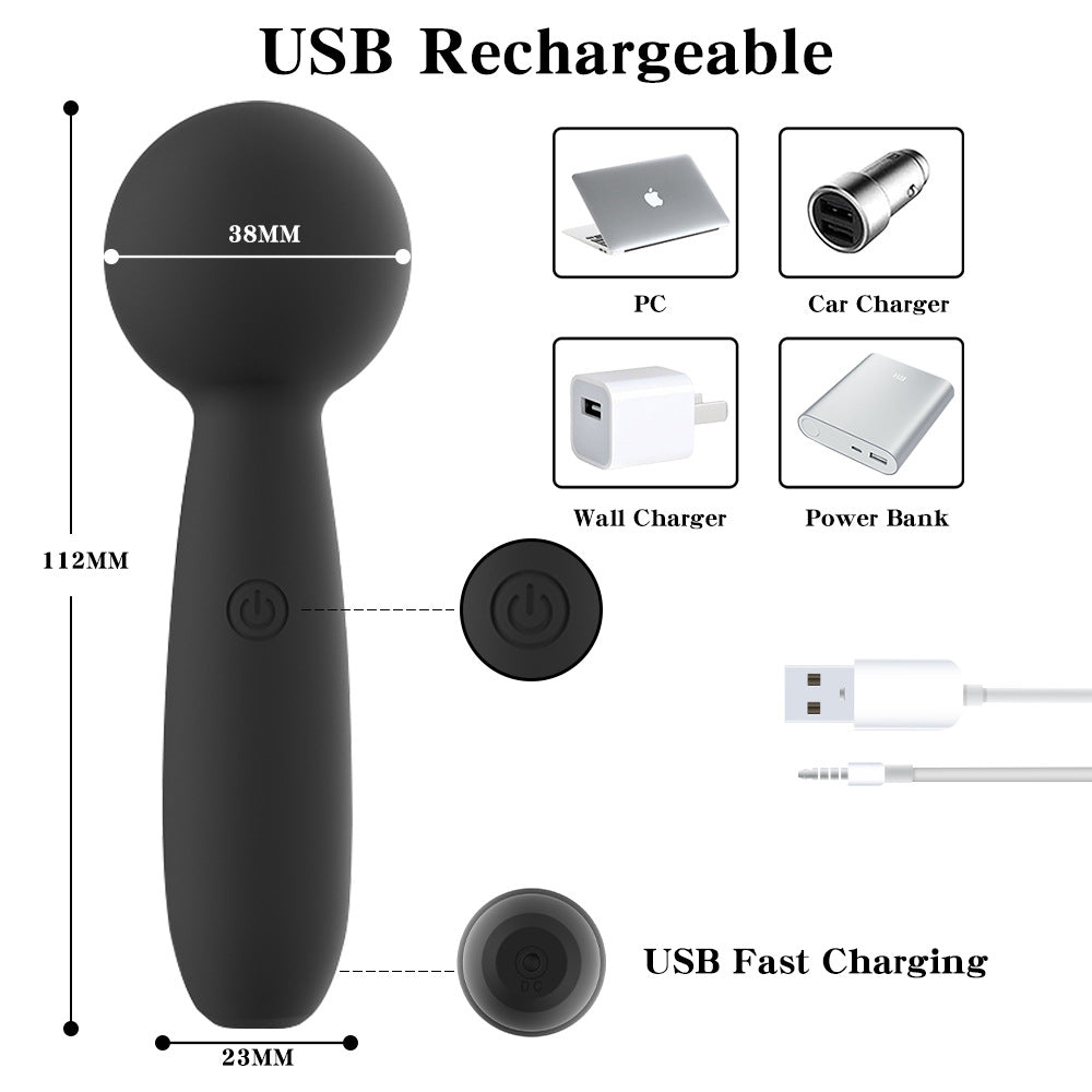 Mini Vibromasseur Wand 11cm - Clitoral Vibromasseur with 10 Vibration Modes - Personal Therapeutic Massager