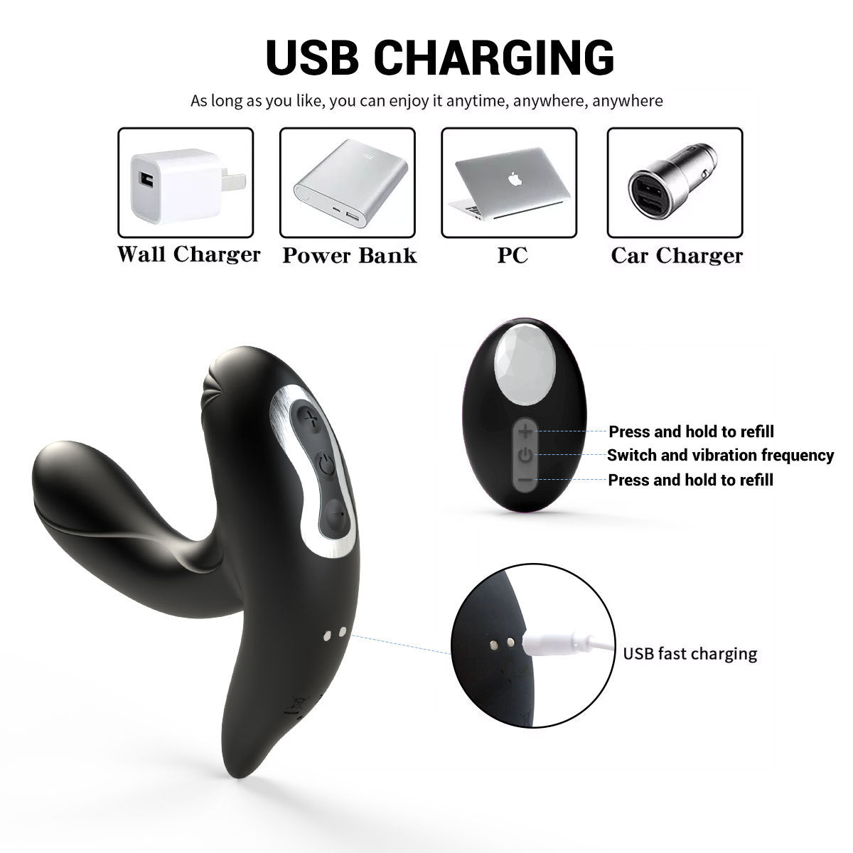 Automatic Inflatable Vibrating Butt Plug