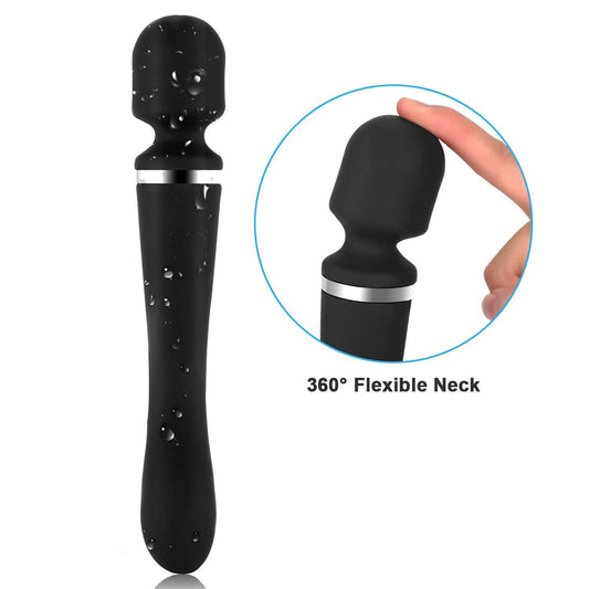 24.5cm Double-Sided Wand Vibrator - Wireless with 10 powerful speed modes - Personal Therapeutic Massager - USB Rechargeable